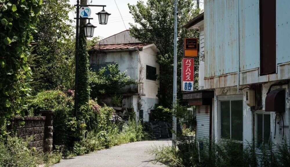 Verlassene Häuser in Fukushima werden von der Pflanzenwelt zurückerobert.