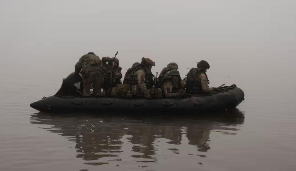 Ukrainische Marineinfanteristen am 14. Oktober 2023 am Fluss Dnipro/PA