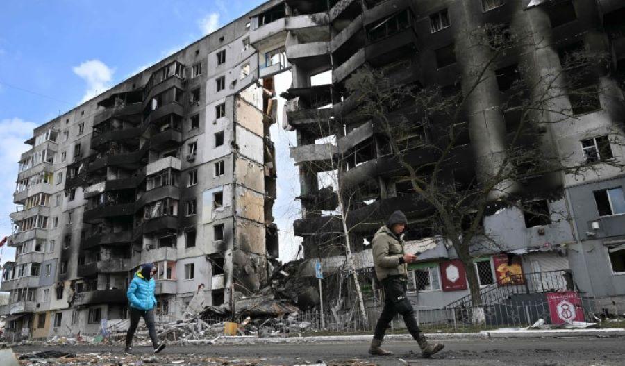 Bucha vor einem Jahr: Viele Wohnblöcke der Stadt wurden in den ersten Kriegswochen schwer beschädigt