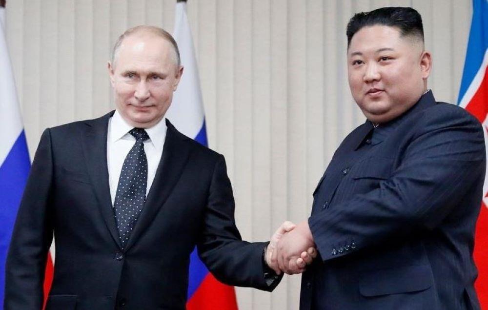 Kremlchef Wladimir Putin bei einem Treffen mit Nordkoreas Machthaber Kim Jong-un