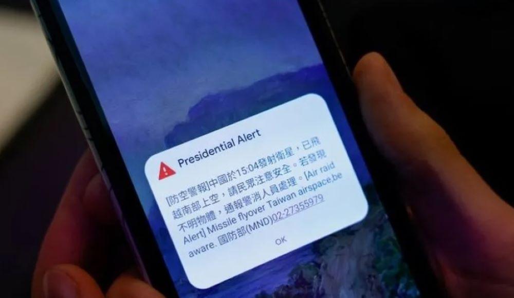 Eine Luftalarm-Warnung wurde auf taiwanesiche Mobiltelefone gesendet